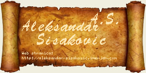 Aleksandar Šišaković vizit kartica